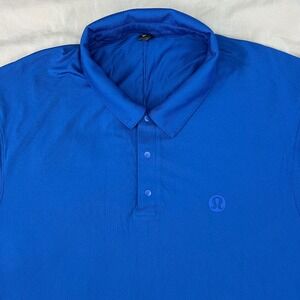 LULULEMON Men's Polo Size Large Blue Shirt Golf Athleisure Performance LM3ELHS